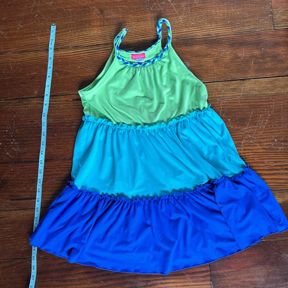Zunie Green Tiered Ruffled Sundress Sleeveless Casual